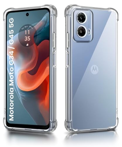 Image of WOW IMAGINE Clear Back Cover Case for Motorola Moto G34 5G | Moto G45 5G | Shockproof Soft TPU Case | Cushioned Edges for Ultimate Protection Back Cover Case - Transparent