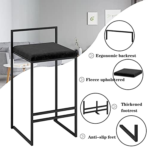 Tabourets de bar design DASHADAO 65 cm noir lot de 2