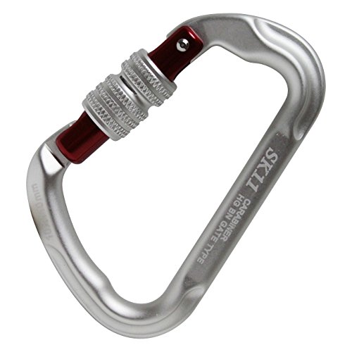 SK11 ロックアルミカラビナ HG アルミ鍛造極太 脱落防止 ネジロック機能 シルバー 10×110mm SAC-HGN