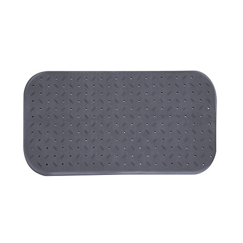 MSV Premium Duschmatte Badematte Badewannenmatte Badewanneneinlage antibakteriell rutschfest mit Saugnäpfen-Grau-duftet nach Rosen-ca. 36 x 76 cm-waschbar bei 60° Grad, Gummi, Grey, Large