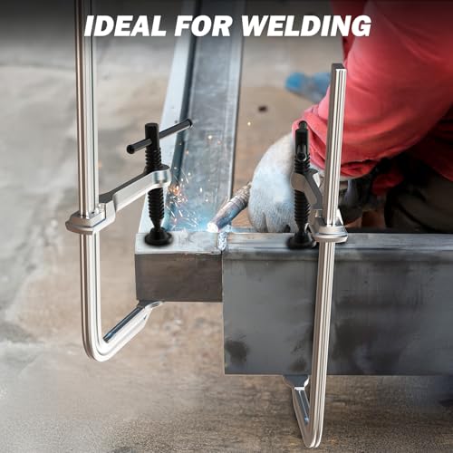 12 Inch Heavy-duty Bar Clamps (1200 lbs), 4-Pack, 4-3/4" Throat, Thickened F Clamps for Welding, Metalworking and Woodworking