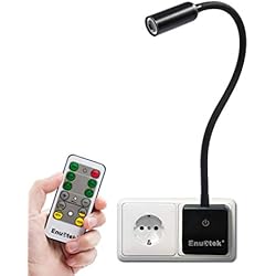 Lampara Mesita De Noche Enchufe ENUOTEK Lampara Aplique Pared de Lectura Foco LED Regulable, Luz Mesita de Noche Dormitorio LED con Enchufe, Interruptor Tactil y Control Remoto, 3W Luz Neutra 4000K, 1X Lampara y 1X Control Remoto