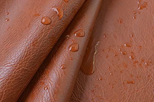Image of Wento Thick 1 Yard Faux Leather Soft Skin Grain PU Fabric for Furniture Cover, Reupholster Sofa Chairs, Cushions, Vinyl Upholstery (1 Yard, Cinnamon Brown)