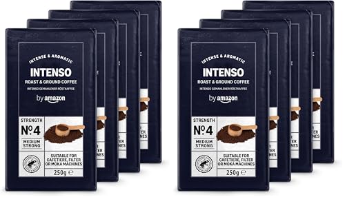 by Amazon Café molido Natural Caffè Intenso, Tueste medio, 1 kg (4 Paquetes de 250 g) - Certificado por Rainforest Alliance (Paquete de 2)