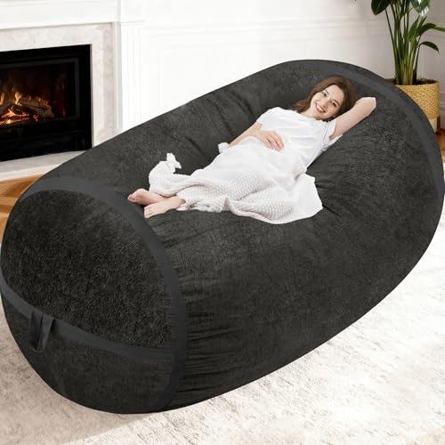 Homguava 6FT Bean Bag Chair Giant Bean Bag Chairs for Adults with Memory Foam Filled,Beanbag Chair with Soft Faux Fur Cover,Comfy Bean Bag Sofa Lounger for Living Room,Game Room,Bedroom