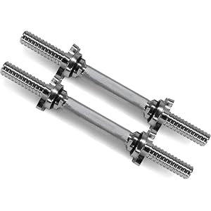 Yes4All Pair of Threaded Dumbbell Handles 14/16/18/24 inch, Chrome/Rubber Grip, Fit 1” Plates, Weight Bar Connector