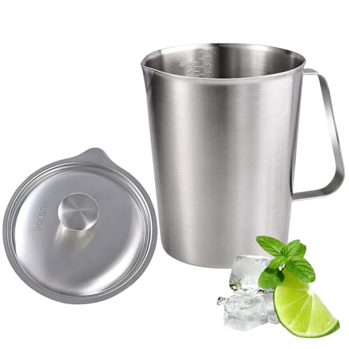 Jarra medidora de acero inoxidable 2L con tapa y asa miniatura 1