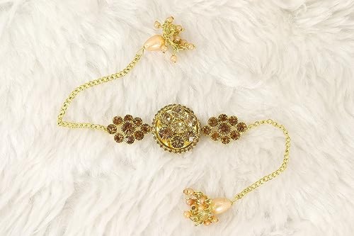 Image of NMII Gold Plated Chain Bracelet Rakhi For Brother Raksha Bandhan 2023 | Stylish Metal Rakhi | Rakhi for Brother /Bhabhi | Bracelet For Boys | Rakhi Combo | Rakhi Gift (Pack of 1)