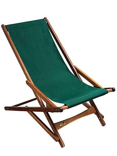 Pangean Glider Chair or Beach in Forest Green Patio | Folding Wood & Canvas Chair Portable Outdoor Chair for Porch product thumbnail 8