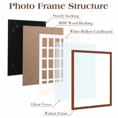 Image of Namalu 2 Pcs 2 x 3 Multi Pictures Frame Collage Wall Decor with 30 Openings Walnut Wood Mini Film Photo Wall Frames for Display Wedding Decoration, 18.5 x 21 Inches