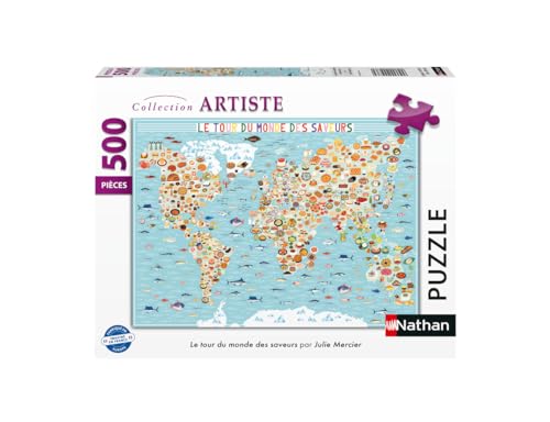 Puzzle 500 pièces : Le tour du monde des saveurs Julie Mercier Ravensburger Nathan - vue 2