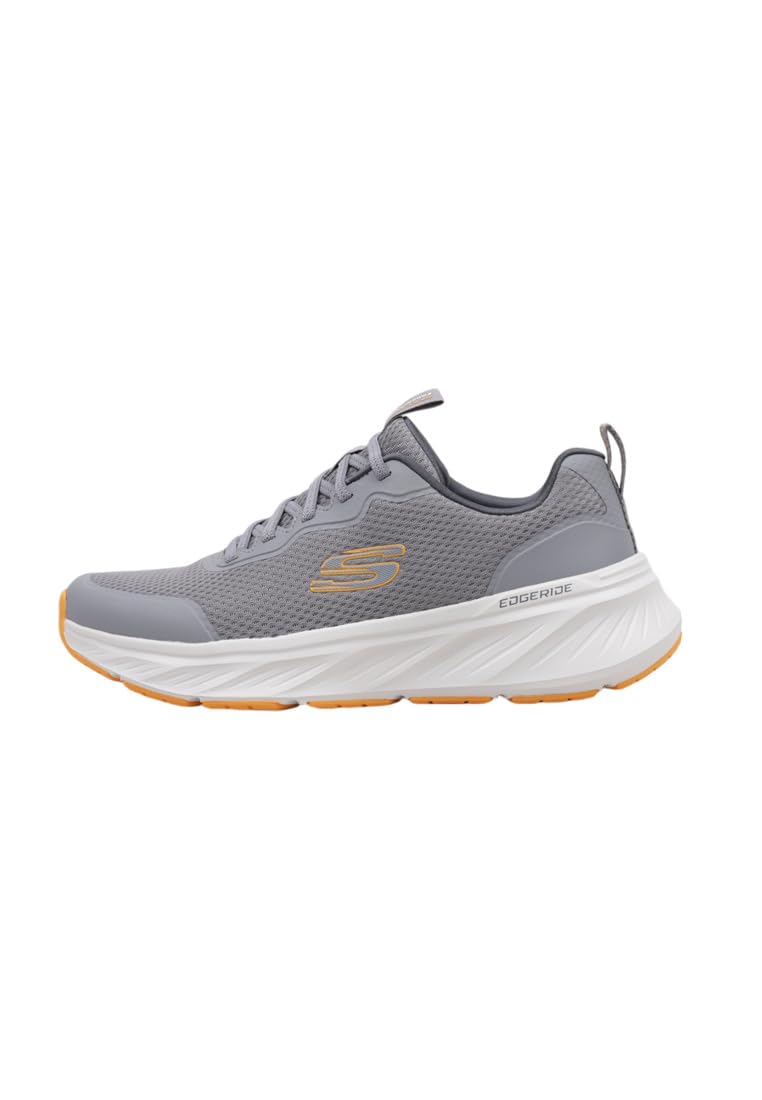 Skechers Men's Edgeride Rekze Sneaker, Gray Mesh/TPU/Orange Trim, 8.5 UK