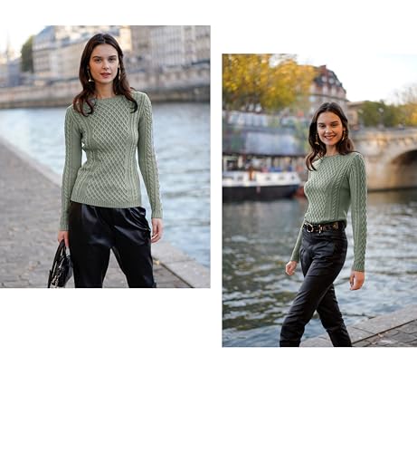 Image of v28 Women Crew Neck Knit Stretchable Elasticity Long Sleeve Sweater Jumper Pullover