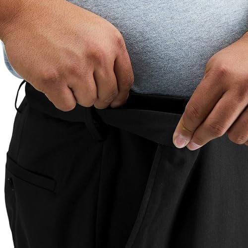 Mens Slim Fit Dress Pants Expandable Waist Flat Front No Iron Suit Pants4