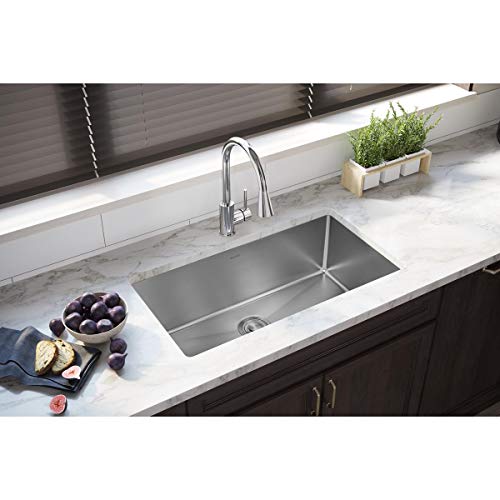 Elkay Crosstown Efru311610T 33" - 10" Depth Single Bowl Undermount Stainless Steel Kitchen Sink, Polished Satin #TOP1