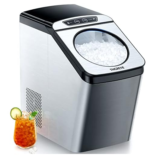 Thereye Countertop Nugget Ice Maker, Pebble Ice Maker Machine, 30lbs Per Day, 2 Ways Water Refill, 3Qt Water Reservoir & Self-Cleaning, Stainless Steel Finish Ice Machine for Home Office Bar Party