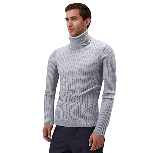 COMFOLIVING Jersey de cuello alto para hombre | Camiseta básica de cuello alto de corte ajustado duradero para hombre, informal, retorcido, cuello de tortuga para hombre