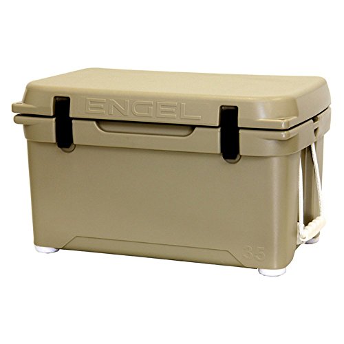 Engel Coolers ENG35 Cooler | 36 Can High Performance Durable Seamless Rotationally Molded Ice Box for Camping, Hunting, and Fishing - Tan