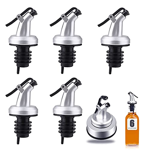 XTUDOU 6 Stück Ausgießer, Flaschenausgießer ABS Auslaufsicher öL Ausgießer mit Klappe für Ölflasche Wein Olivenöl Sirup und Essig Cover