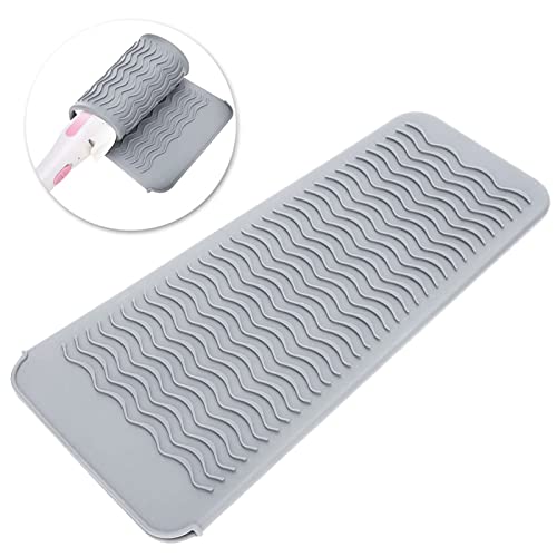 Funda de silicona para plancha, bolsa profesional para calor para viaje, tapa antideslizante para plancha de pelo y rizador (gris) miniatura 4
