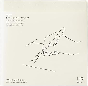 Midori MD Product MD Notebook Diary, 2027, A5 Square, Daily, 1 Page Per Day, 22492006 Starts from December 2026