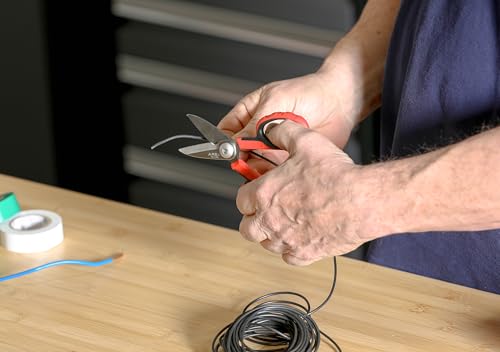 Image of ARES 70105-5 1 /2-Inch Multi-Purpose Heavy Duty Shears - Finely Serrated High Carbon Stainless Steel Blades - Cuts Wire, Insulation, Soft Cable and More