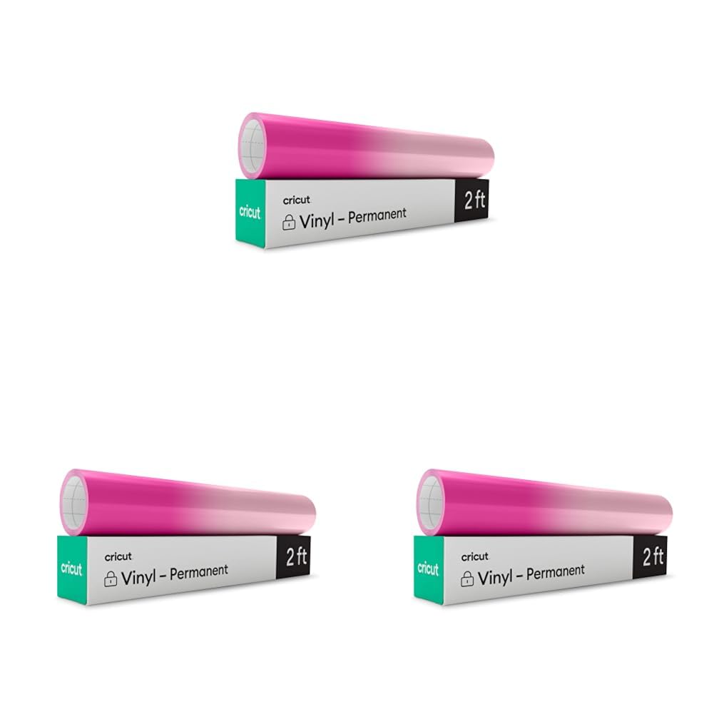 Cricut® Heat-Activated, Color-Changing Vinyl – Magenta/Light Pink, 3-Pack of 2ft Rolls of Permanent Vinyl (12"x24")