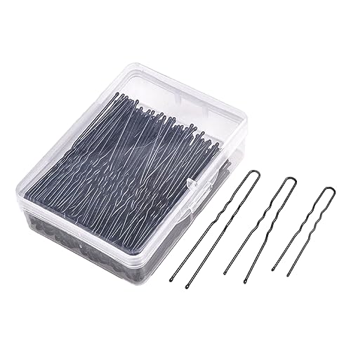 Horquilla para el cabello en forma de U, 5 cm de largo, 300 piezas, moños, horquillas onduladas en forma de U para mujer y niñas con caja de almacenamiento