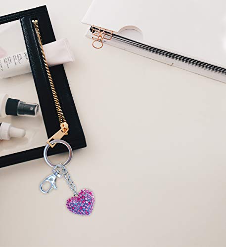Puzzled Pink Heart Sparkling Charm Keychain