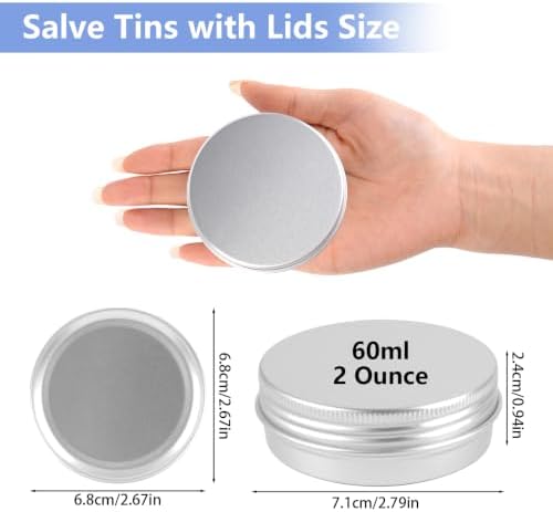 24 Pack 2 Oz Salve Tins with Lids, Small Refillable Metal Tin Containers - 3