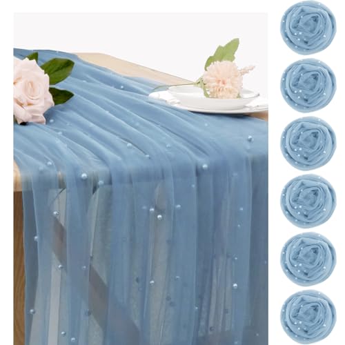 Set of 6 Pearl Table Runner 29 x 120 Inch