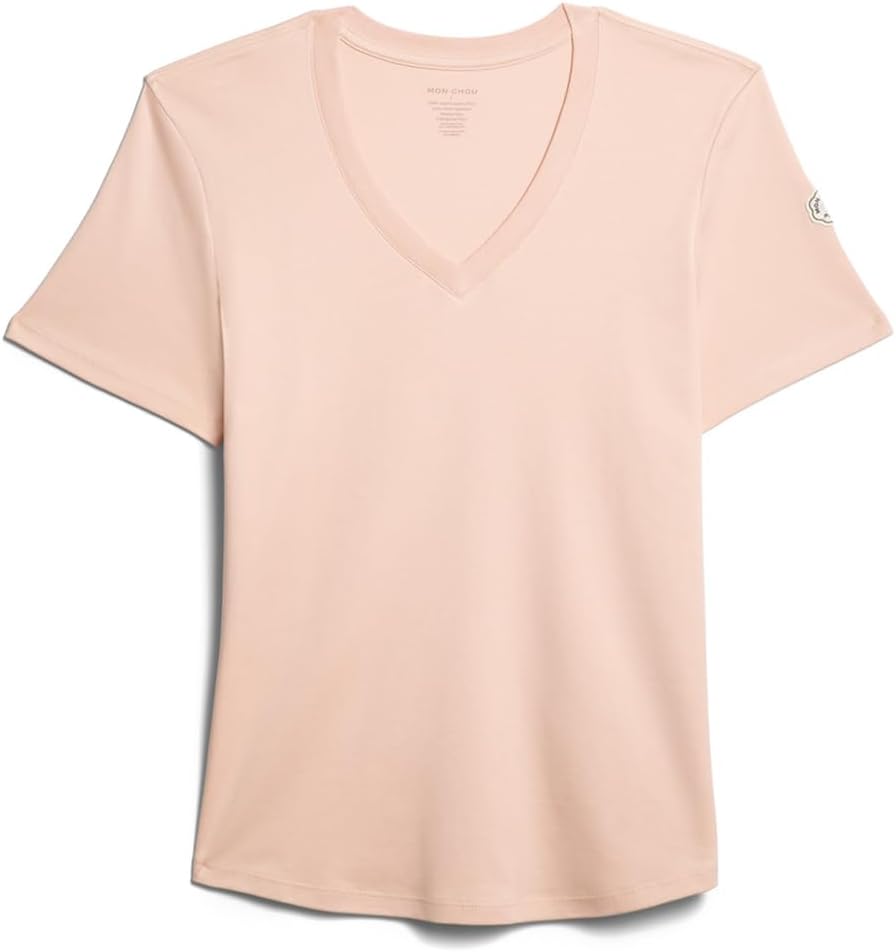 MON CHOU Women’s Premium Organic Pima Cotton V-Neck T-Shirt – Soft, Sustainable, Short Sleeve Relaxed Fit Everyday Tee