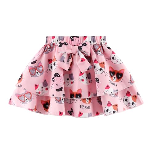Image of Girls Skirt Set 2 Piece Outfit Toddler Summer Clothes Ruffle Sleeve T-Shirt Bow Knot Tutu Skirt Outfit Set