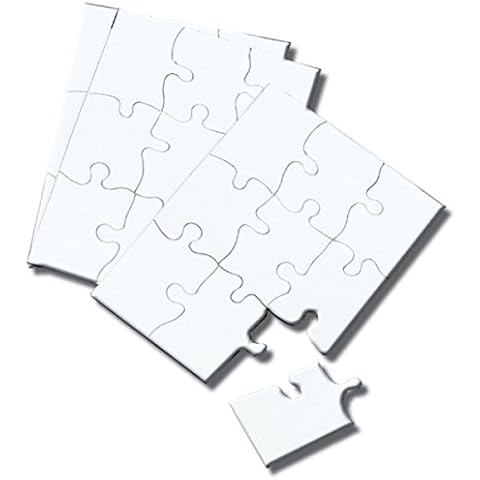 INOVART Puzzle-It 9-Piece Blank Puzzle, 24 Puzzles Per Package, 4" x 5-1/2", White Cover