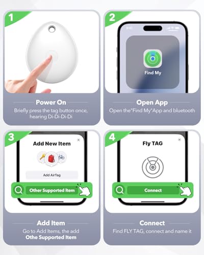 Image of Air Tracker Tags-4 Pack for Apple Find My (iOS Only), Official MFi Certified, Smart Bluetooth Key Finder, Tracking Device for iPhone, Mini Finder Locator for Luggage, Backpack, Wallet, Bags, eBike
