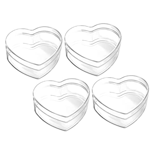 MAJORMENCH 4個 ハート型透明 ボックス 小型飾りケース キャンディー収納パーティー用 飴細工収納 高透素材 小物入れ