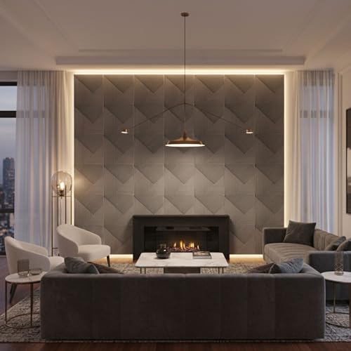 Image of Kayra Decor 3D PVC Wall Panels for Bedroom & Living Room |Fluted Design |Silver Color | 19.7 x 19.7 Inch | Pack of 18 | 48.42 Sq Ft