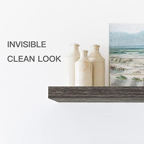 Image of QEEIG Floating Shelves for Wall Bathroom Shelf Bedroom Kitchen Living Room Farmhouse Small Book Shelf 16 inch Set of 4, Grey (015-GY4)