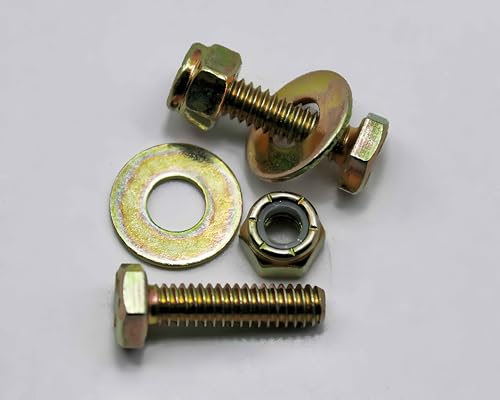 Image of 1 /4 inch x 1 inch Hex Head Bolt by Color Galvanization with Nylon Lock nut and Large Size Washer Assortment Kit,Alloy Steel,Grade 5.(10pcs Pack),by Metalsuberg