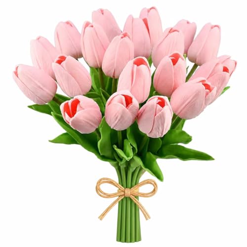 Image of Mandy's 20pcs Artificial Light Pink Tulips