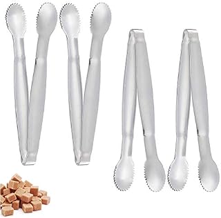 4PCS Sugar Tongs, 4Inch U-Shaped Stainless Steel Mini Small Ice Tongs Silver Candy Tongs for Party Kitchen Bar