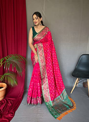 Image of SGF11 Women's Kanjivaram Patola Silk Saree Silk Saree Pure Golden Zari With Blouse Piece
