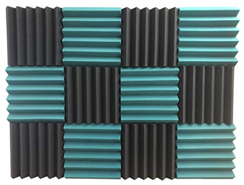 2x12x12 (12 Pack) Paneles acústicos tipo cuña TEAL/CHARCOAL para aislamiento de sonido en estudio miniatura 3