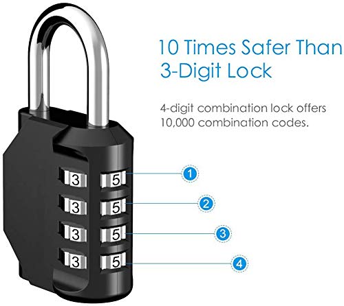Image of 2 Pack Combination Lock 4 Digit Padlock for School Gym Locker, Sports Locker, Fence, Toolbox, Case, Hasp Storage (Black&Red)