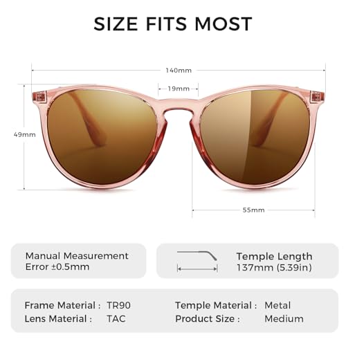 SUNGAIT Premium Vintage Round Sunglasses for Women Men Classic Retro Trendy Style