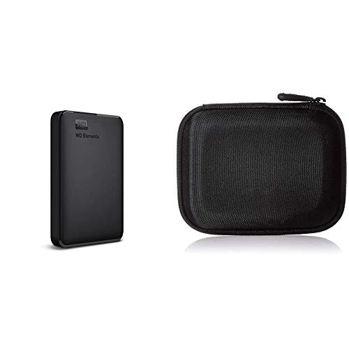 WD Elements Disque Dur Portable Externe - USB 3.0 1.5TB Noir & Amazon Basics Étui pour Disque Dur Portable My Passport Essentiel Noir