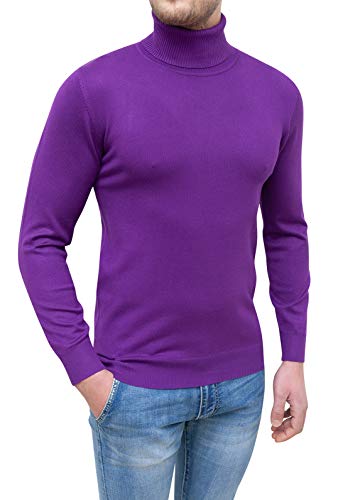 Pull col roulé homme violet pour vos sorties décontractées en taille XL
