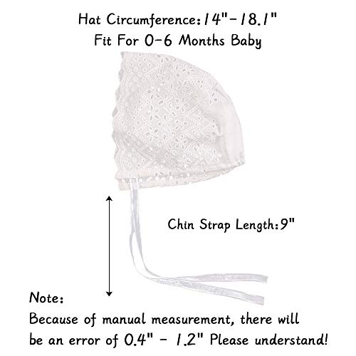 Baby Girl Bonnet Eyelet Lace Cotton Christening Bonnet Toddler Handmade Beanie Sun Protection Hat (Butterfly, 0-6 Months) #TOP6
