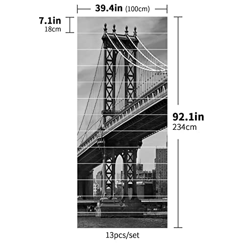 New York Grey Self Adhesive Stair Stickers, Peel And Stick Vinyl Stair Risers Staircase Murals Decals Sticker Decor For Steps,39.4X7.1 Inch X13Pcs #TOP4
