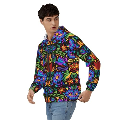 Colorful Floral Mens Hooded Pullover Zipper Hoodeds Sweatshirts with Pocket4